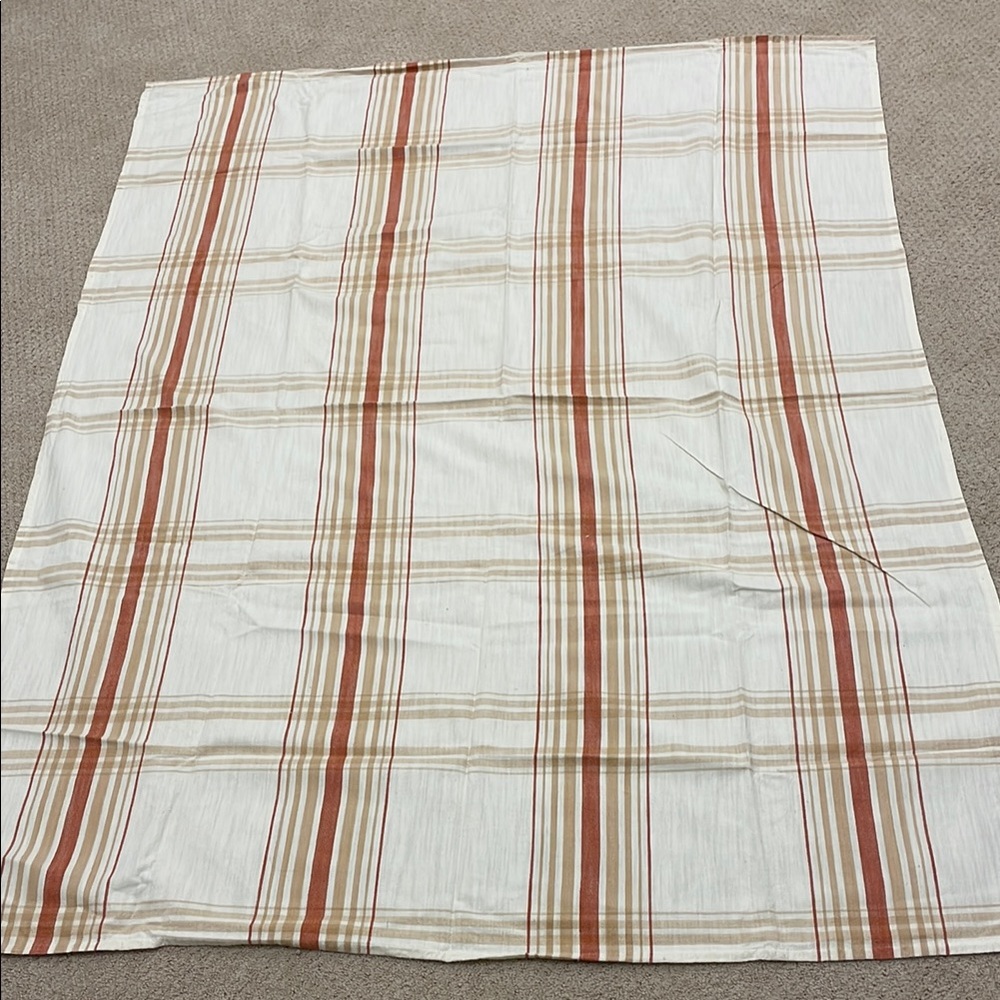 Striped Flat Sheet in Cream with Rust and Tan Stripes